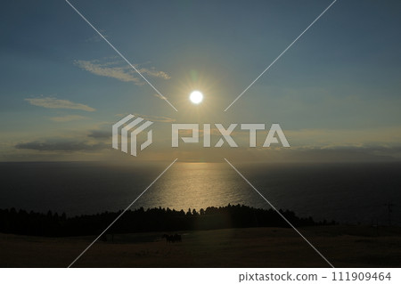 View of the sun on the horizon of Shibushi Bay seen from Cape Toi Komatsugaoka 111909464