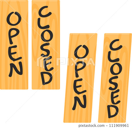 Wooden tag that says OPEN, CLOSED 111909961