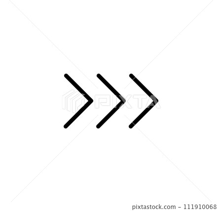 Swipe icon. Arrow button symbol. Triangle arrow right. Abstract scroll icon element for social media. Move sign. Vector illustration isolated on white background 111910068