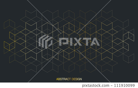 The graphic design elements with isometric shape golden blocks. Vector illustration of abstract geometric background The graphic design elements with isometric shape golden blocks. Vector illustration of abstract geometric background 111910099