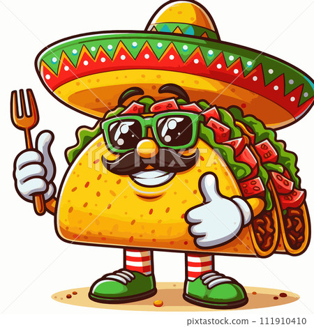 Festive Taco Extravaganza Cartoon Mexican Foods on Cinco de Mayo 111910410
