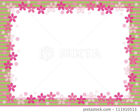 Cherry blossom frame white space border dots 111910513