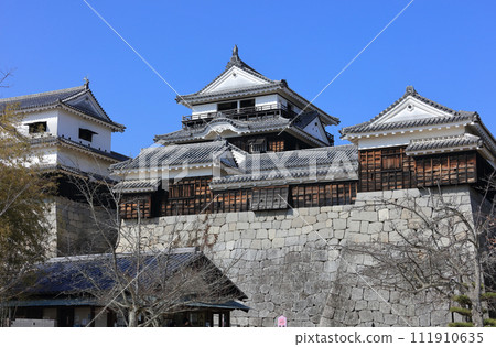 從本丸廣場看到松山城的主塔 從本丸廣場看到松山城的主塔 111910635