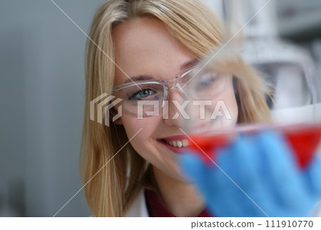 Technician hold in arms in protective gloves 111910770