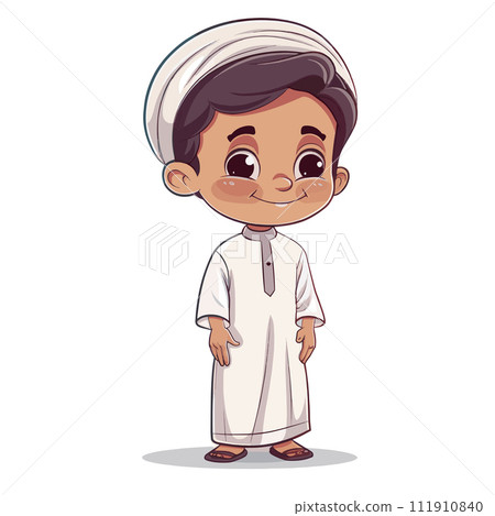 Diverse Representation Charming Vector Illustration of a Muslim Boy Spreading Joy and Innocence 111910840