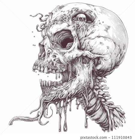 Eerie and Striking Vector Illustration of a Skeleton Head 111910843