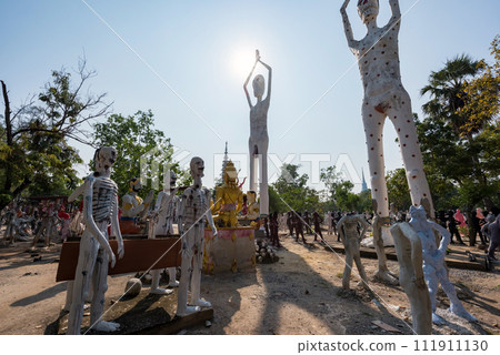 Thai Ghost against sun at Wat Phai Rong Wua, Suphanburi Thai Ghost against sun at Wat Phai Rong Wua, Suphanburi 111911130