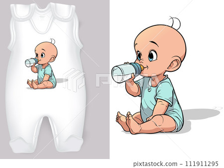 Baby Rompers with a Cartoon Motif of a Newborn 111911295