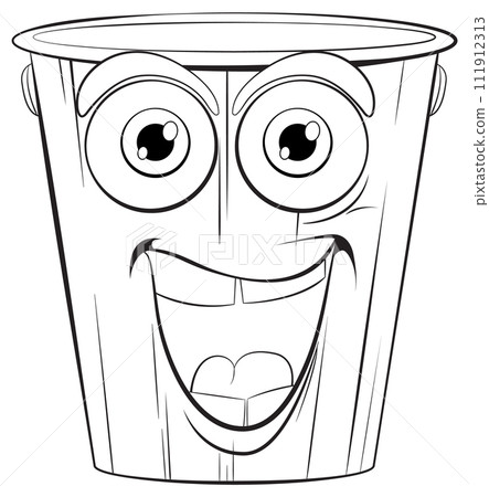 Happy Cartoon Trash Bin Illustration 111912313