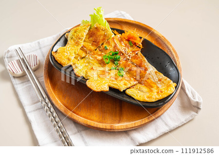 Korean food Chinese cabbage pancake Korean food Chinese cabbage pancake 111912586