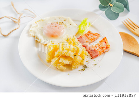 American breakfast grits with butter 111912857