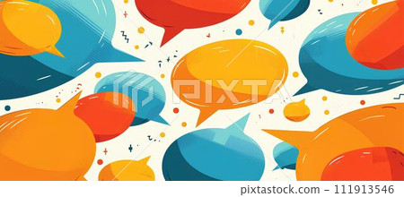 Speech bubble on abstract colorful background. Vector illustration for your design 111913546