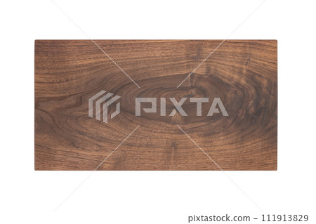 Black walnut board oil finished isolated on white background Black walnut board oil finished isolated on white background 111913829