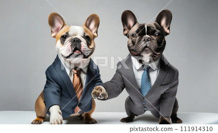 狗狗與生意夥伴握手 狗狗與生意夥伴握手 111914310
