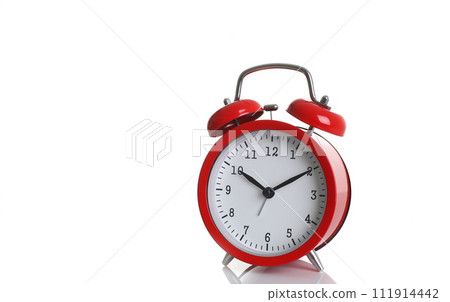 Red alarm clock isolated on white 111914442
