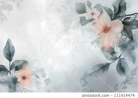 Watercolor pastel floral background with soft pastel colors, flowers and leaves, nature background for invitation, wedding card 111914474