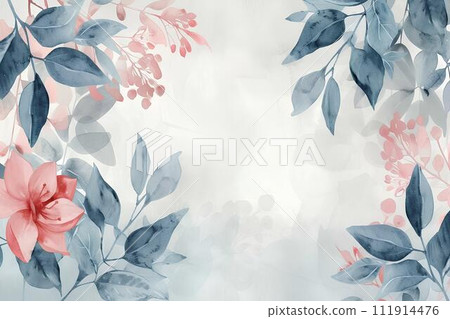 Watercolor pastel floral background with soft pastel colors, flowers and leaves, nature background for invitation, wedding card 111914476