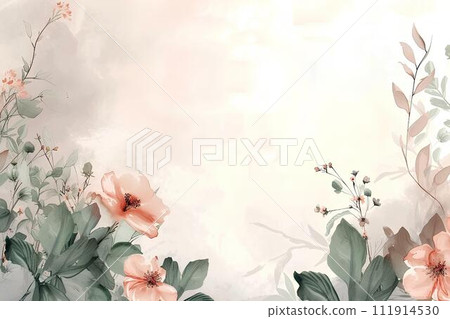 Watercolor pastel floral background with soft pastel colors, flowers and leaves, nature background for invitation, wedding card Watercolor pastel floral background with soft pastel colors, flowers and leaves, nature background for invitation, wedding card 111914530