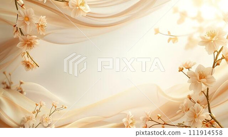 Luxury White flower frame on a white background Luxury White flower frame on a white background 111914558