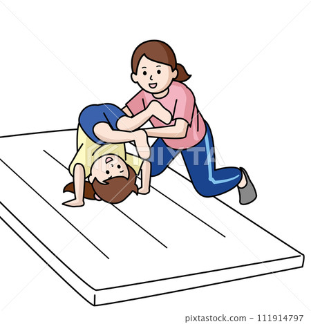 Children and coach in gymnastics class Children and coach in gymnastics class 111914797