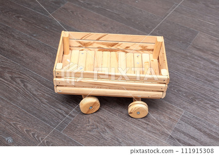 Antique Wooden Trolley isolated with clipping path Antique Wooden Trolley isolated with clipping path 111915308