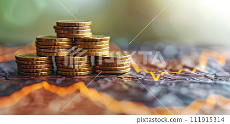 資產形成的圖像，堆積的金幣 111915314