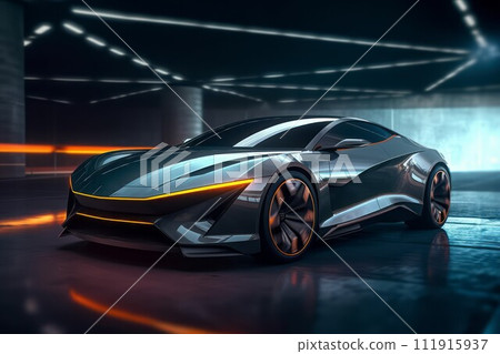 Electric sport car design concept for clean energy vehicle Created with Generative AI technology. 111915937