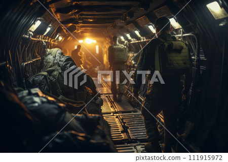 Soldiers on the battlefield wars for games and graphic design Created with Generative AI technology. 111915972