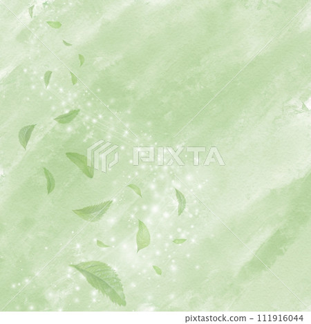 Leaves dancing in the season of sparkling fresh greenery painted in watercolor 111916044