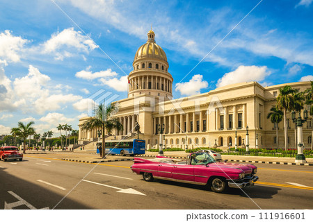 National Capitol Building and vintage in havana, cuba 111916601