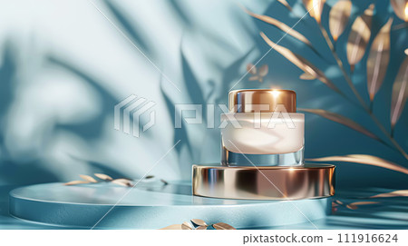 Face cream moisturiser, skincare and bodycare product on blue background, spa and organic beauty cosmetics for natural skin care routine Face cream moisturiser, skincare and bodycare product on blue background, spa and organic beauty cosmetics for natural skin care routine 111916624
