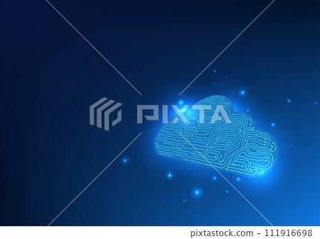 Cloud technology The cloud stores data locally and transfers it from anywhere in real time. via internet signal There is a security system. Clouds in the form of technological circuits, Vector 111916698