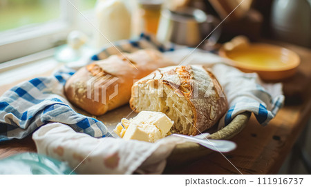 Bread and butter, homemade baking and traditional food, country life 111916737