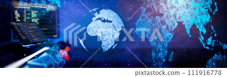 Running Computer data programming. Coding script text on screen. Notebook closeup photo. Running Computer data programming. Coding script text on screen. Notebook closeup photo. 111916778