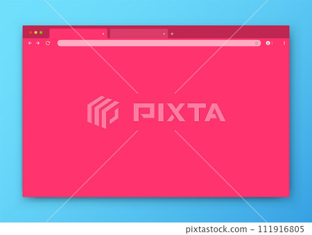 The design of the web browser window in purple on a blue background. 111916805