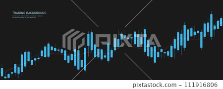 A chart of financial candlesticks on a black background. Charting tools for traders. 111916806