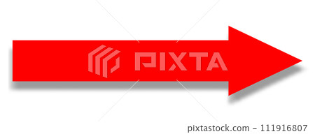 The red icon is a solid long arrow pointing in the direction on a transparent background. 111916807
