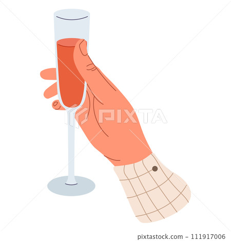 Drink in hand. People holding glass bar cocktail. Beverages in glass, cup, bottle, wineglass 111917006