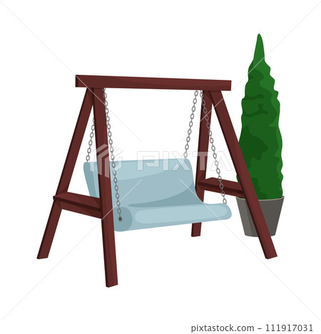 Garden outdoor furniture. Furniture for rest relaxation cartoon vector Garden outdoor furniture. Furniture for rest relaxation cartoon vector 111917031