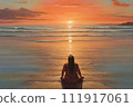 海上的日落和人們 111917061