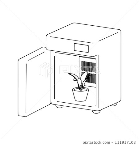 Line drawing of plant growing incubator - Stock Illustration [111917108 ...