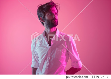 Elegant Youth: Portrait of a Young Man with a Beard 111917507
