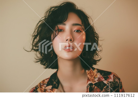 Oriental Delicacy: Portrait of the Face of a Young Chinese Woman 111917612