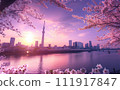 東京櫻花中的隅田川和天空樹 東京櫻花中的隅田川和天空樹 111917847