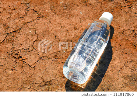 plastic bottle on dry ground 111917860