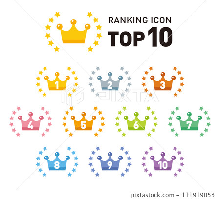 皇冠/皇冠排名圖示集/向量素材/第1名至第10名 111919053