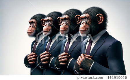 穿著西裝的猴子排隊 111919056