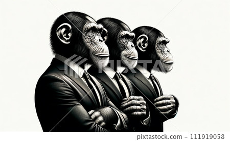 穿著西裝的猴子排隊 111919058