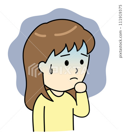 A young woman with an anxious and pale face A young woman with an anxious and pale face 111919375