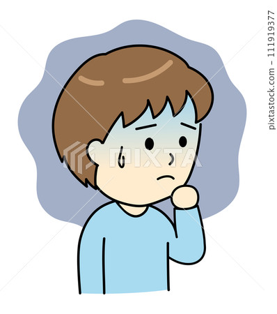 A young man with an anxious and pale face 111919377